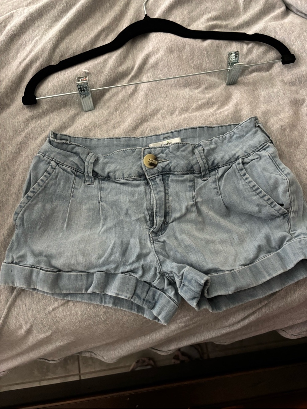 Papaya Light Blue Rolled Hem Jean Shorts